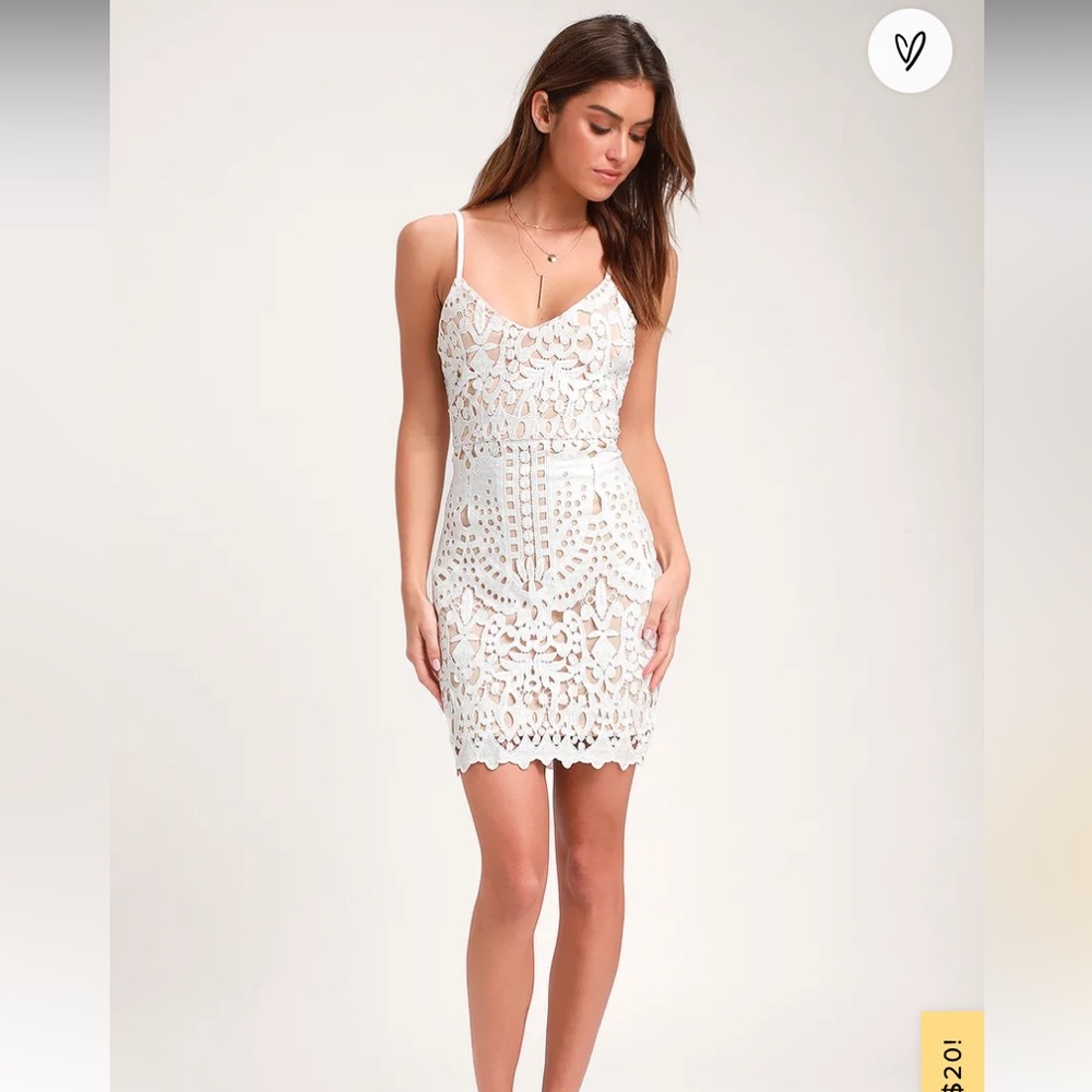 Lulus perfect love white and nude lace mini dress